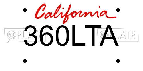 360LTA California License Plate