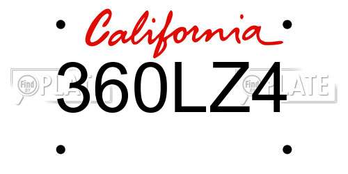360LZ4 California License Plate