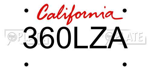360LZA California License Plate