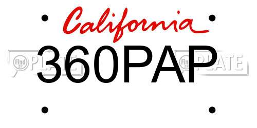 360PAP California License Plate
