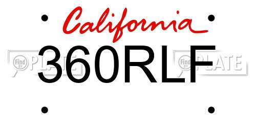 360RLF California License Plate