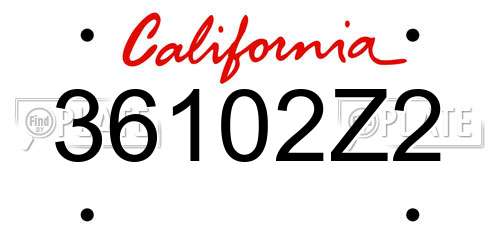 36102Z2 California License Plate