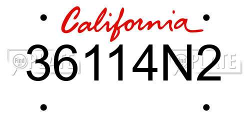 36114N2 California License Plate