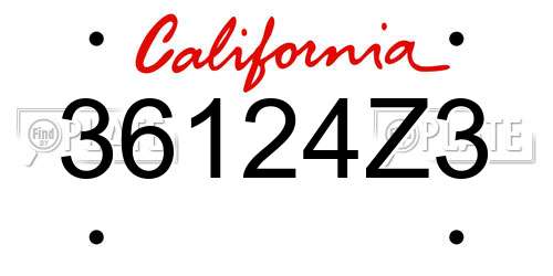 36124Z3 California License Plate
