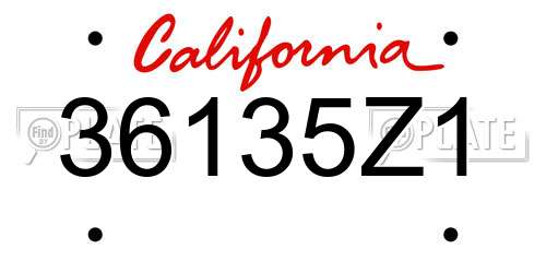 36135Z1 California License Plate