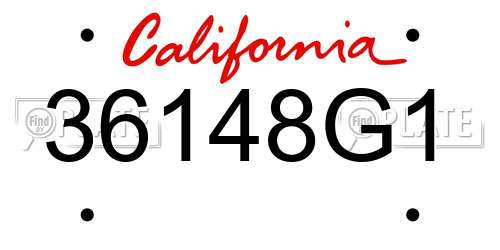 36148G1 California License Plate