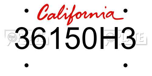36150H3 California License Plate