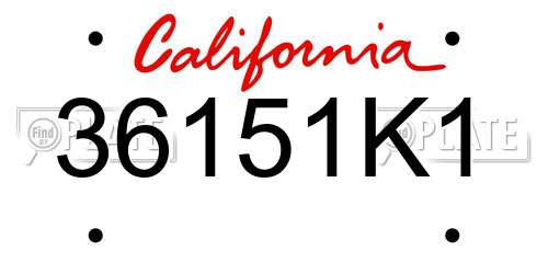 36151K1 California License Plate