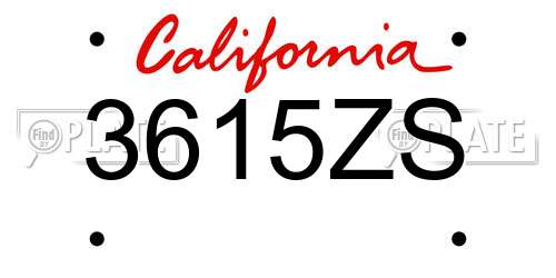 3615ZS California License Plate