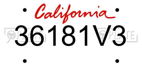36181V3 California License Plate