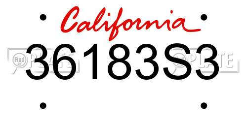 36183S3 California License Plate
