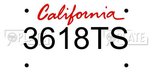 3618TS California License Plate