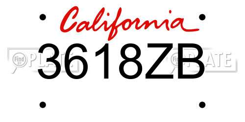 3618ZB California License Plate