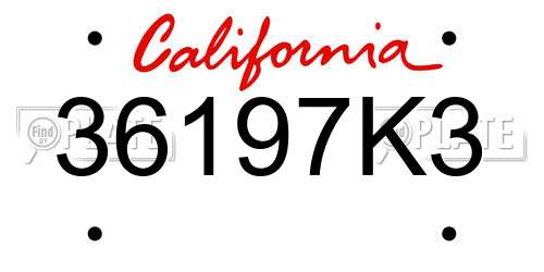 36197K3 California License Plate