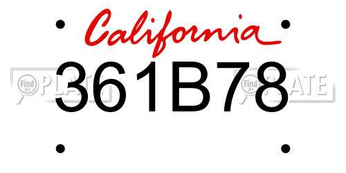 361B78 California License Plate