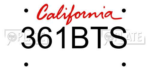 361BTS California License Plate