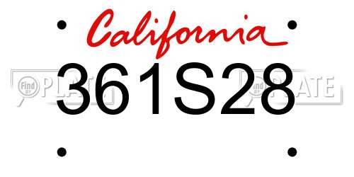 361S28 California License Plate