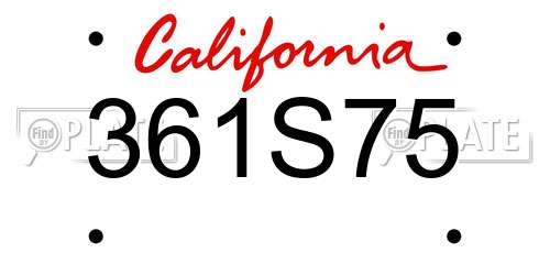 361S75 California License Plate