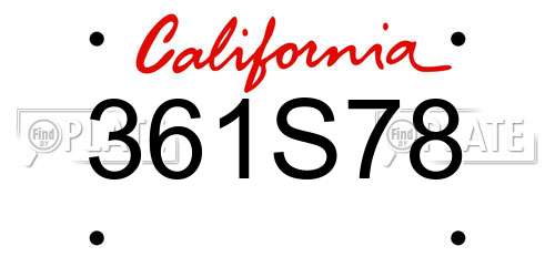 361S78 California License Plate