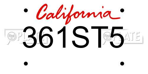 361ST5 California License Plate
