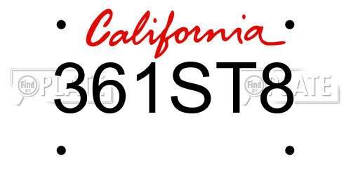 361ST8 California License Plate