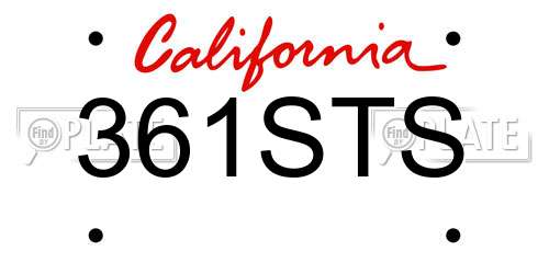 361STS California License Plate