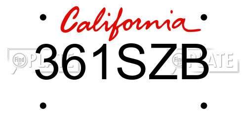 361SZB California License Plate