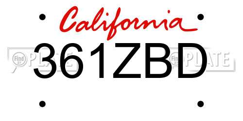 361ZBD California License Plate