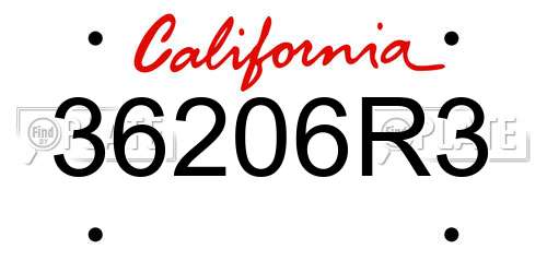 36206R3 California License Plate