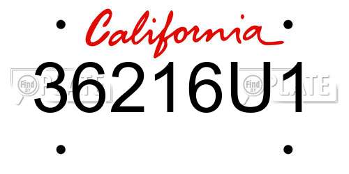 36216U1 California License Plate