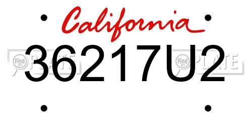 36217U2 California License Plate