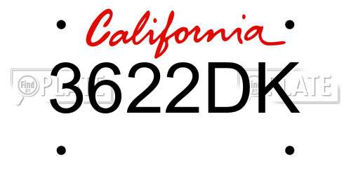 3622DK California License Plate