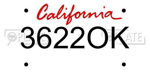 3622OK California License Plate