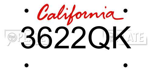 3622QK California License Plate