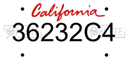 36232C4 California License Plate