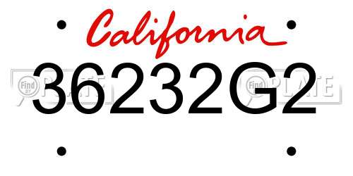 36232G2 California License Plate