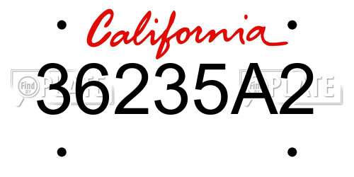 36235A2 California License Plate