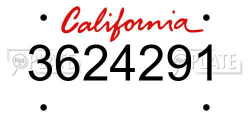 3624291 California License Plate