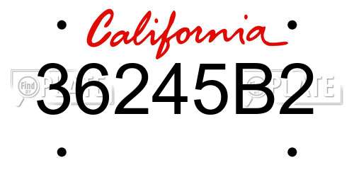 36245B2 California License Plate