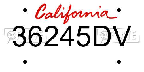 36245DV California License Plate
