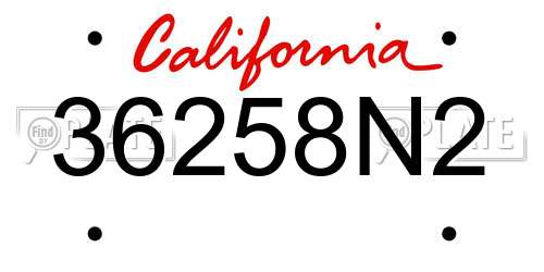 36258N2 California License Plate