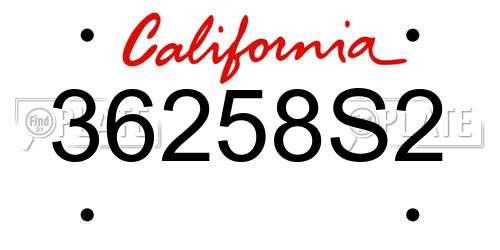 36258S2 California License Plate
