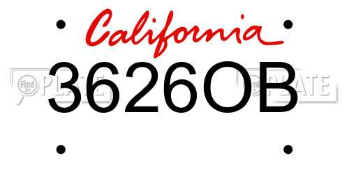 3626OB California License Plate