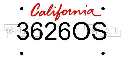 3626OS California License Plate