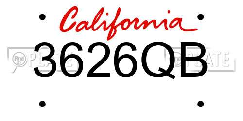 3626QB California License Plate