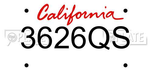 3626QS California License Plate