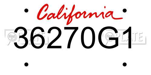 36270G1 California License Plate