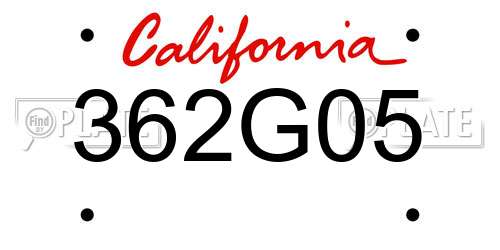 362G05 California License Plate