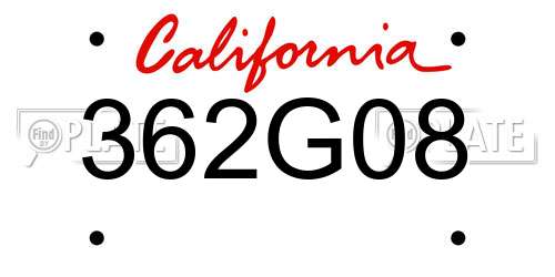 362G08 California License Plate
