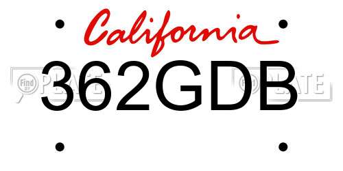 362GDB California License Plate
